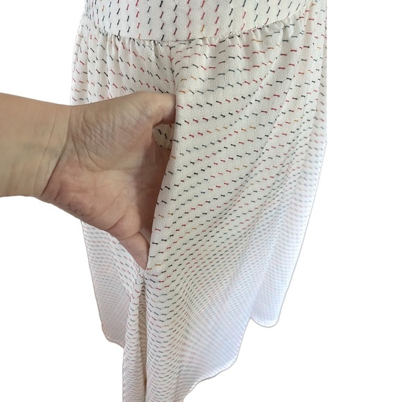 VINTAGE 1970s Cream & Rainbow Striped Sleeveless Day Dress with Pockets Small - Picture 7 of 12